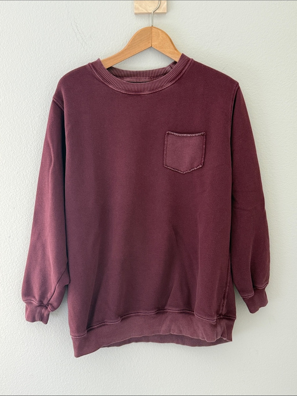 Aerie Oversized Maroon‎ Crewneck Sweatshirt Size Extra Small